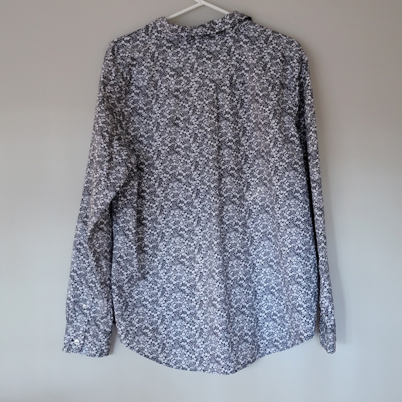 L. L.Bean Black and White Floral Shirt XL Cotton - Picture 3 of 7
